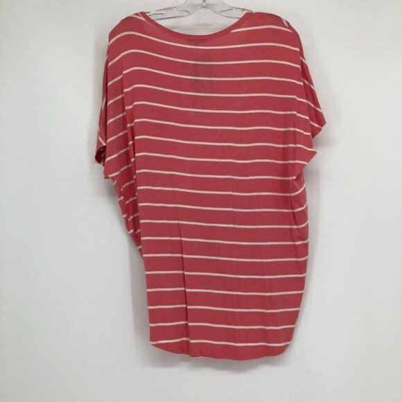NWT White Birch (Solver Icing) coral white striped knot front drape  t-shirt M - Picture 2 of 12